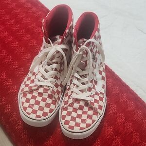 Vans Red and White Checkered High-Tops Unisex